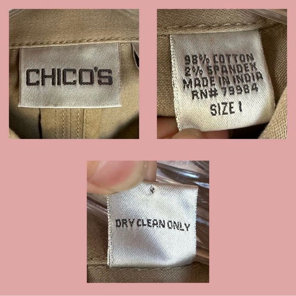 Chico's Astrine Khaki Tan Beaded Stretch Blazer Jacket. - Picture 7 of 8